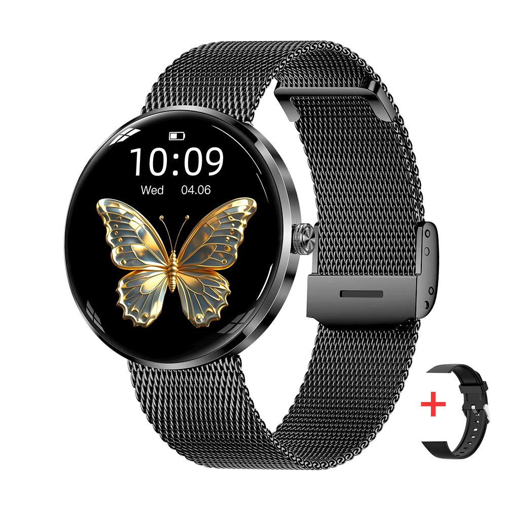 MEVADEN 8.5mm Utra-thin Stainless Steel Smartwatch 1.43 inch AMOLED Screen Women Bluetooth Call Health Monitor Sport Smart Watch