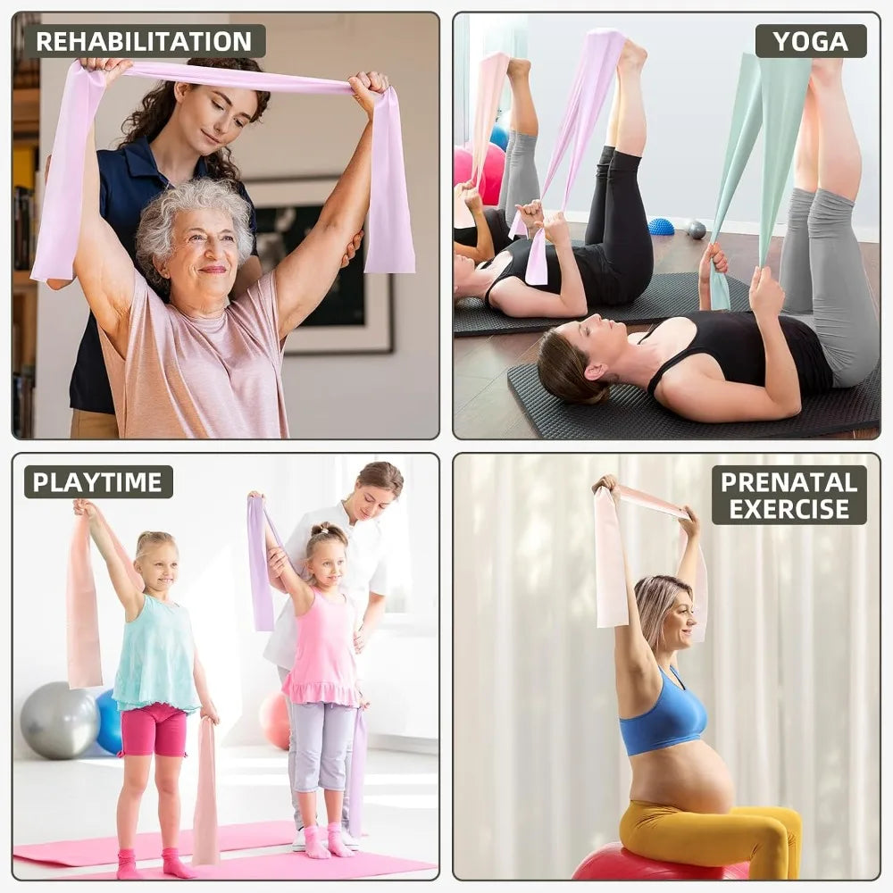 Stretch Bands Set for Exercise Resistance Bands for Workout Physical Therapy Pilates Rehabilitation Stretching Strength Training and Yoga Starter Kit
