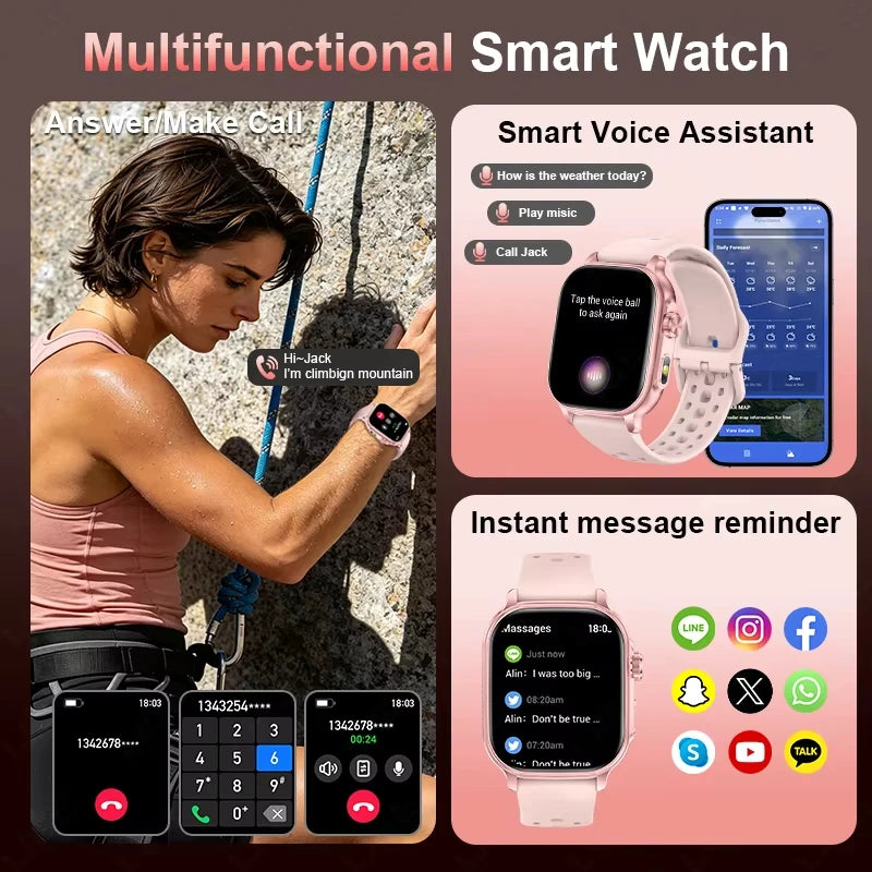 Hot 2026 Military 1400mAh Battery Smart Watch Women Men Outdoor Flashlight IP68 Waterproof Heart Rate BT Call Sports Bracelets