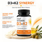 Vitamin D3 5000IU K2 90 Mcg Joint Support Supplement, for Heart & Bone Health, Cardiovascular & Immune Support, Calcium Absorption 120 Capsules