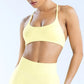 Open Back Sports Bra Women Padded Yoga Bra Stretchy Push Up Seamless Sports Bras Fitness Crop Top Medium Support Gym Top