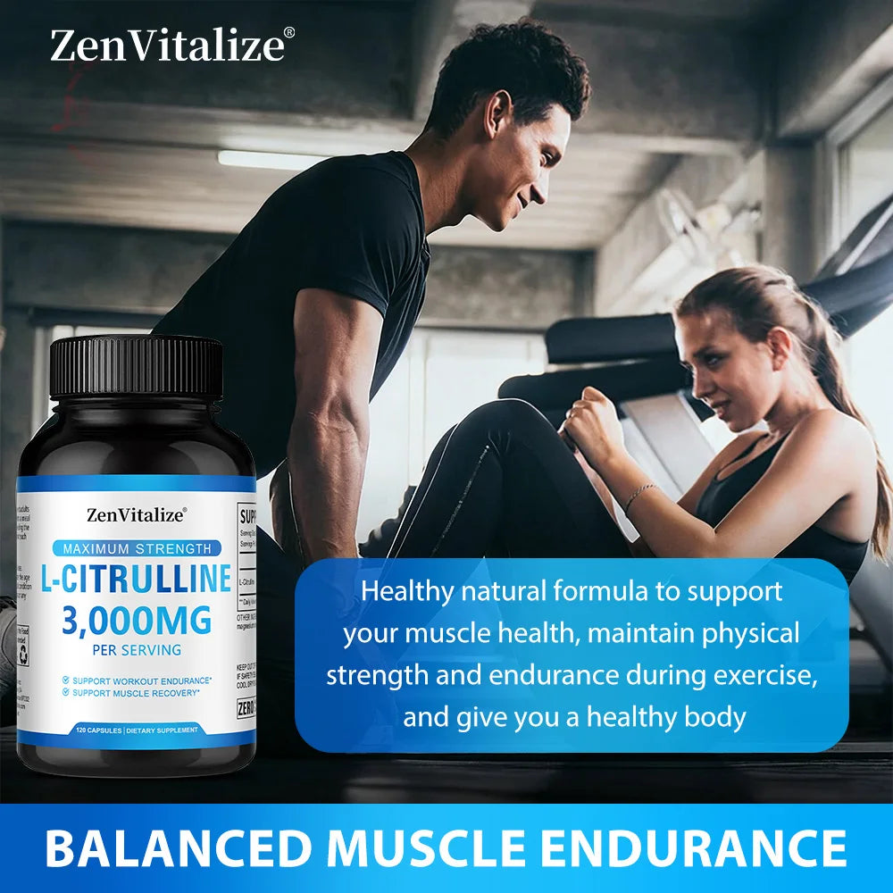 L-citrulline 3000mg Supplement - Supports Endurance Training and Muscle Recovery - Unisex, Vegan, Non-GMO