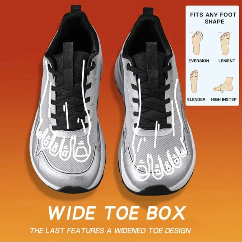 Wide Toe Running Shoes 4E Dynamic Thick Outdoor Fitness Men's Fat Foot Cross-Border Shoes Comfortable Breathable Rubber Sole Casual Sneakers