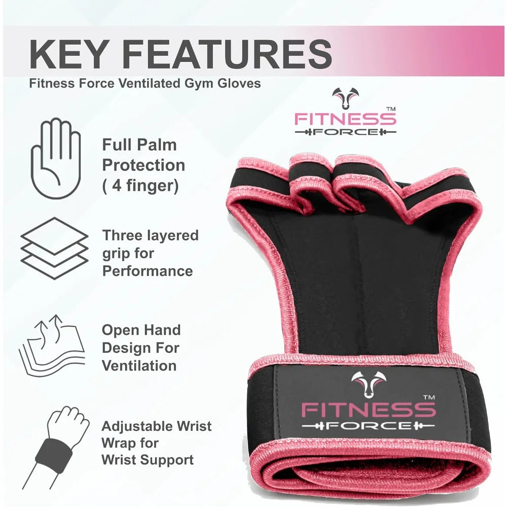 Ventilated Weightlifting Gloves for Men Women with Built-in Wrist Wraps Support Fingerless Gym Workout Gloves for Weight Lifting Bodybuilding Cross Training Fitness Exercise Perfect for Pull Ups Barbell Dumbbell Strength