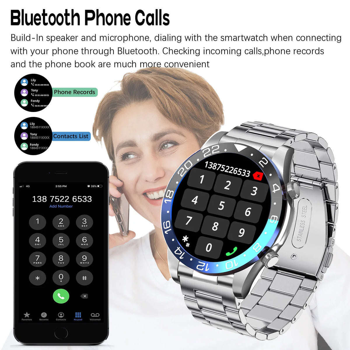 Smart Watch Men 1.43 Inch HD AMOLED Screen Bluetooth Call Fitness Watch Heart Rate Sleep Monitoring Smartwatch Men For 2025 New