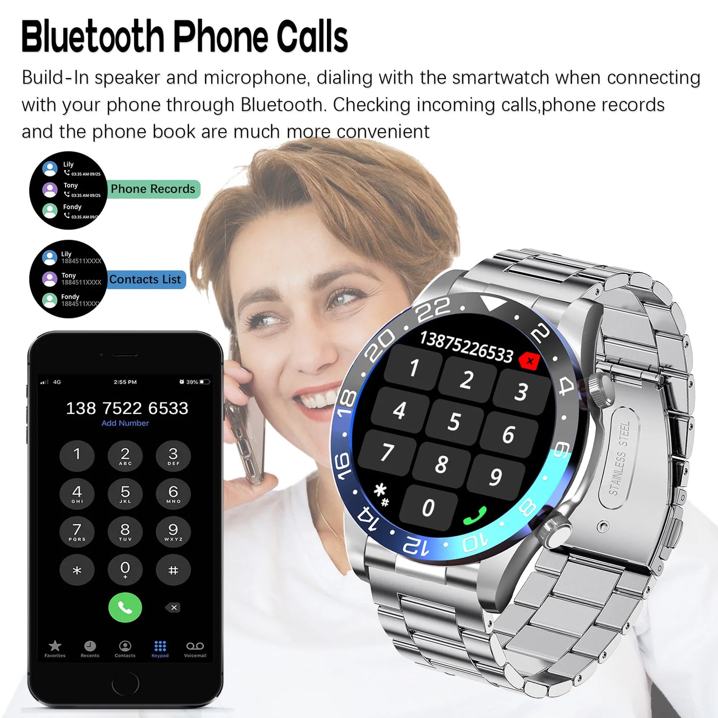 Smart Watch Men 1.43 Inch HD AMOLED Screen Bluetooth Call Fitness Watch Heart Rate Sleep Monitoring Smartwatch Men For 2025 New