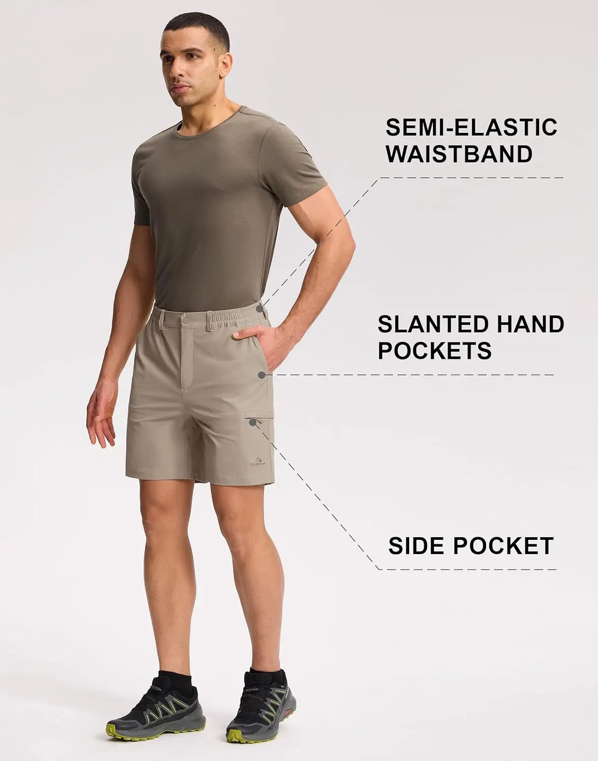 Pioneer Camp Men's 7" Hiking Shorts Lightweight Outdoor Quick-Dry Water-Resistant Casual Shorts for Travel Fishing Golf