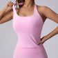 Seamless Long Camisole Sports Tank Top, Women, Built-In Removable Padded Bra, Yoga Workout Vest
