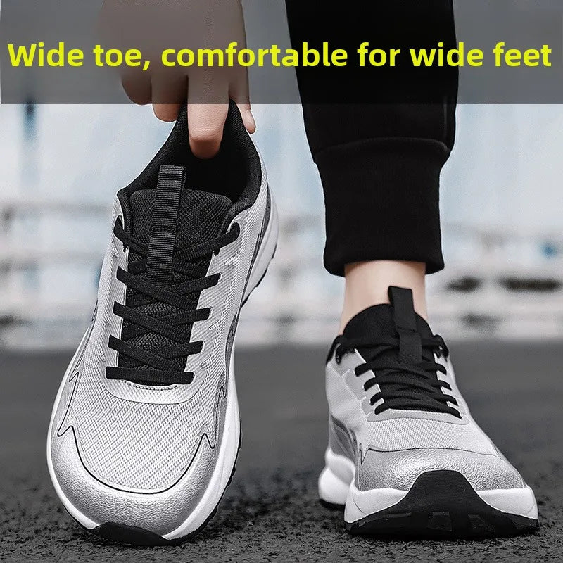 Wide Toe Running Shoes 4E Dynamic Thick Outdoor Fitness Men's Fat Foot Cross-Border Shoes Comfortable Breathable Rubber Sole Casual Sneakers
