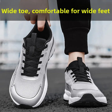 Wide Toe Running Shoes 4E Dynamic Thick Outdoor Fitness Men's Fat Foot Cross-Border Shoes Comfortable Breathable Rubber Sole Casual Sneakers