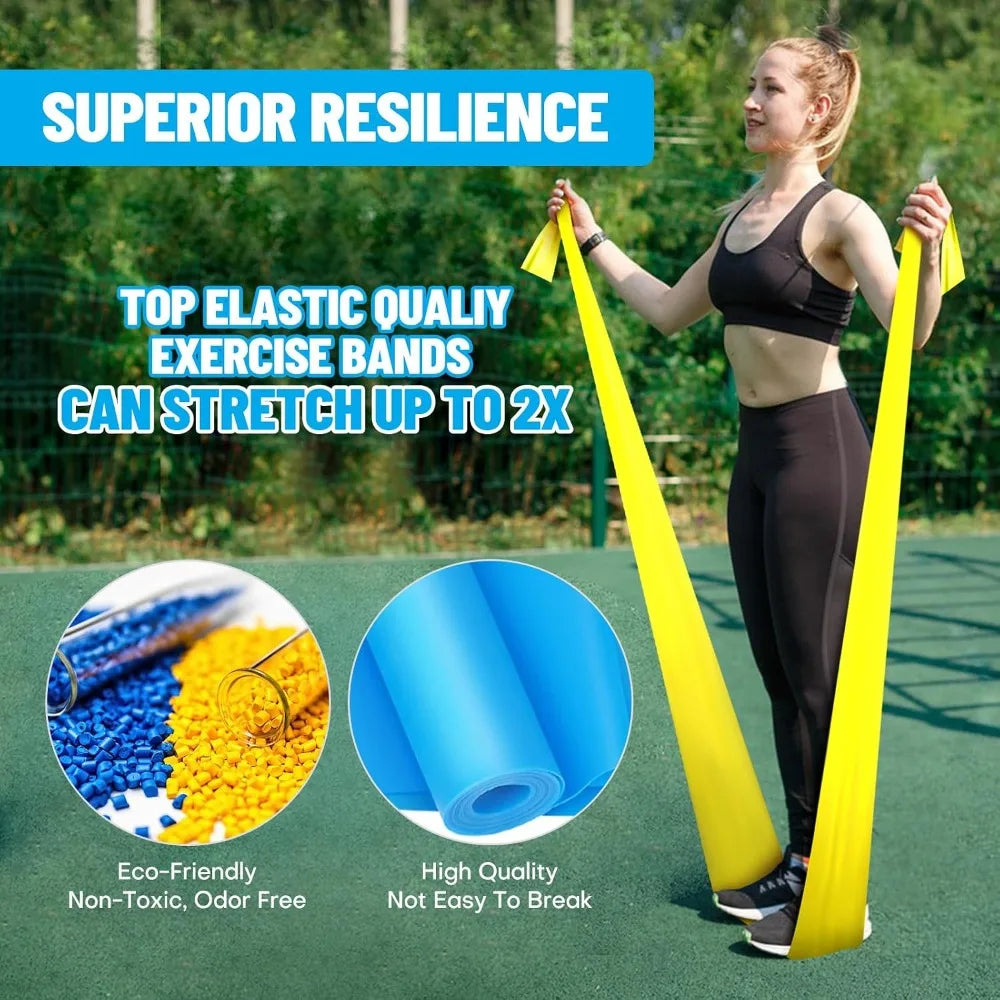 Professional Exercise Resistance Bands Set for Strength Training Yoga Pilates Stretching Physical Therapy and Muscle Recovery Stretch Elastic Workout Bands with Carrying Case for Home Gym Fitness Workouts for Men Women