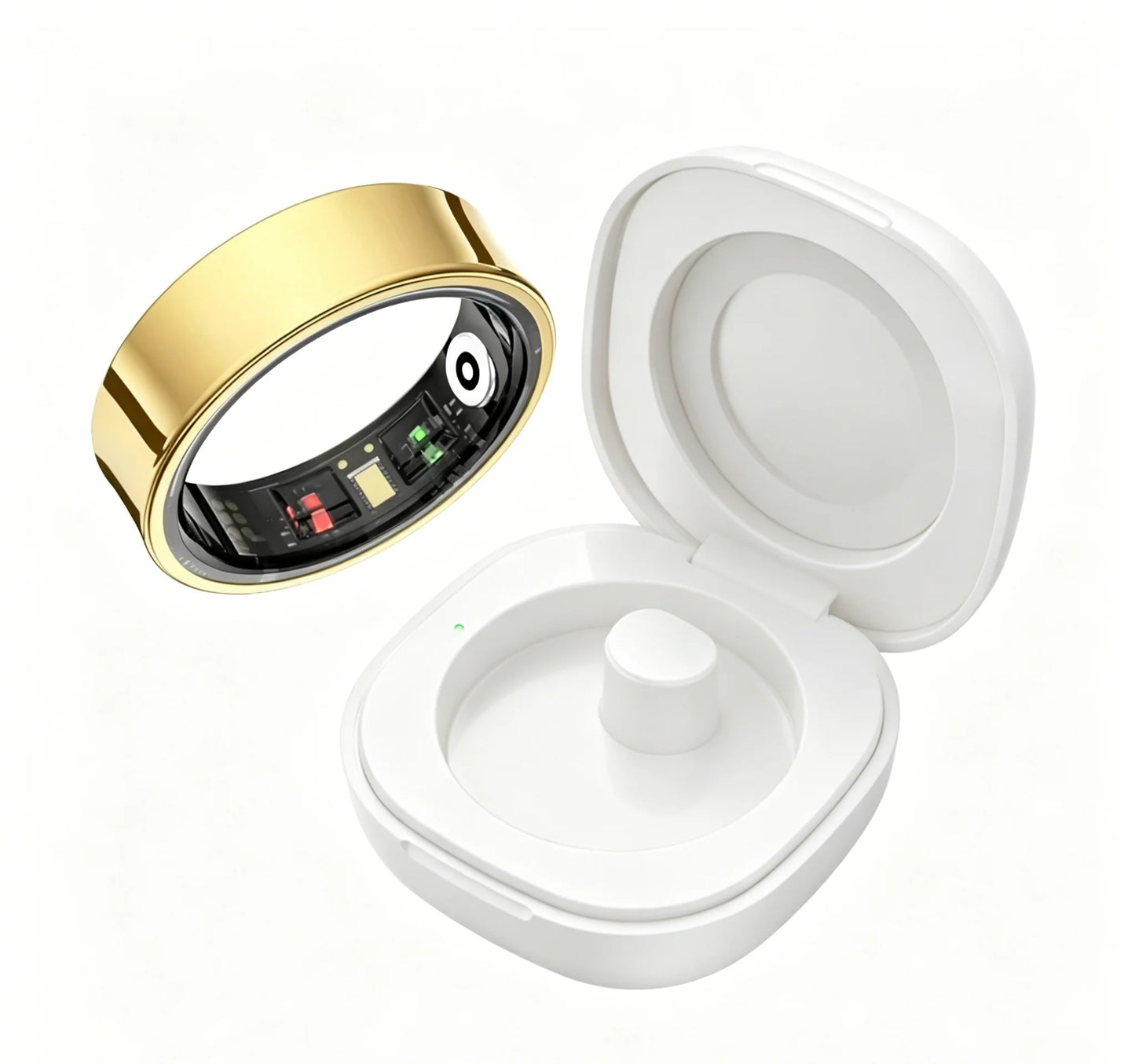 R09 Smart Ring Men Women with Charging Case,Heart Rate Blood Oxygen,Skin Temperature Monitor,5ATM Waterproof For Android iOS