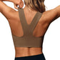 Women Seamless Sports Bra Buttery Soft Square Neck Padded Longline Yoga Crop Top Compressive Fitness Activewear Gym Workout Athletic Bralette Push Up Running Shirt Tank Top