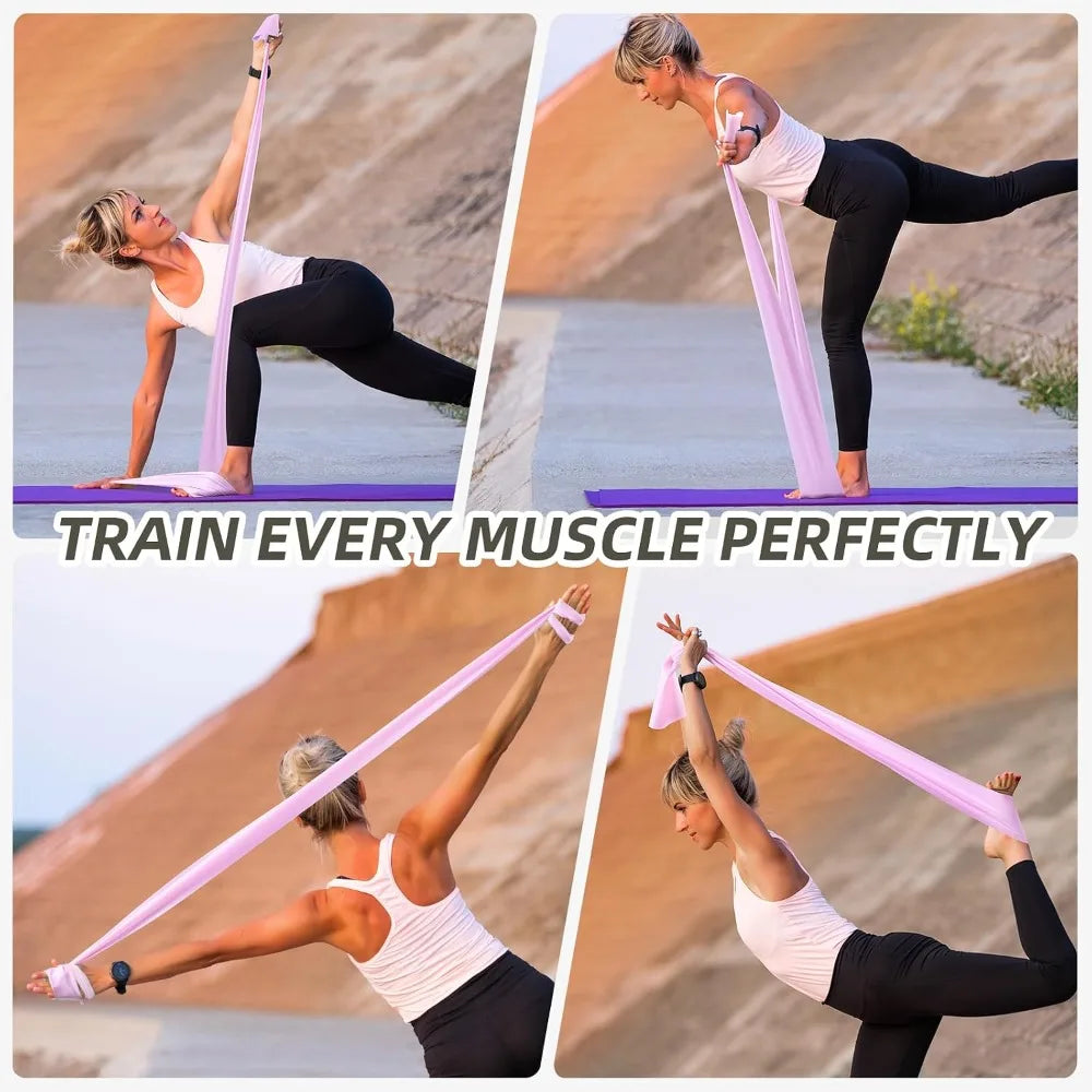 Stretch Bands Set for Exercise Resistance Bands for Workout Physical Therapy Pilates Rehabilitation Stretching Strength Training and Yoga Starter Kit