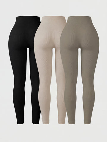 3PCS Women's Sports Leggings, High Elasticity Yoga Pants, Suitable For Hiking, Trekking, Gym Spring