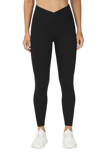 THE GYM PEOPLE Women‘’s V Cross Waist Yoga Leggings with High Waisted Tummy Control