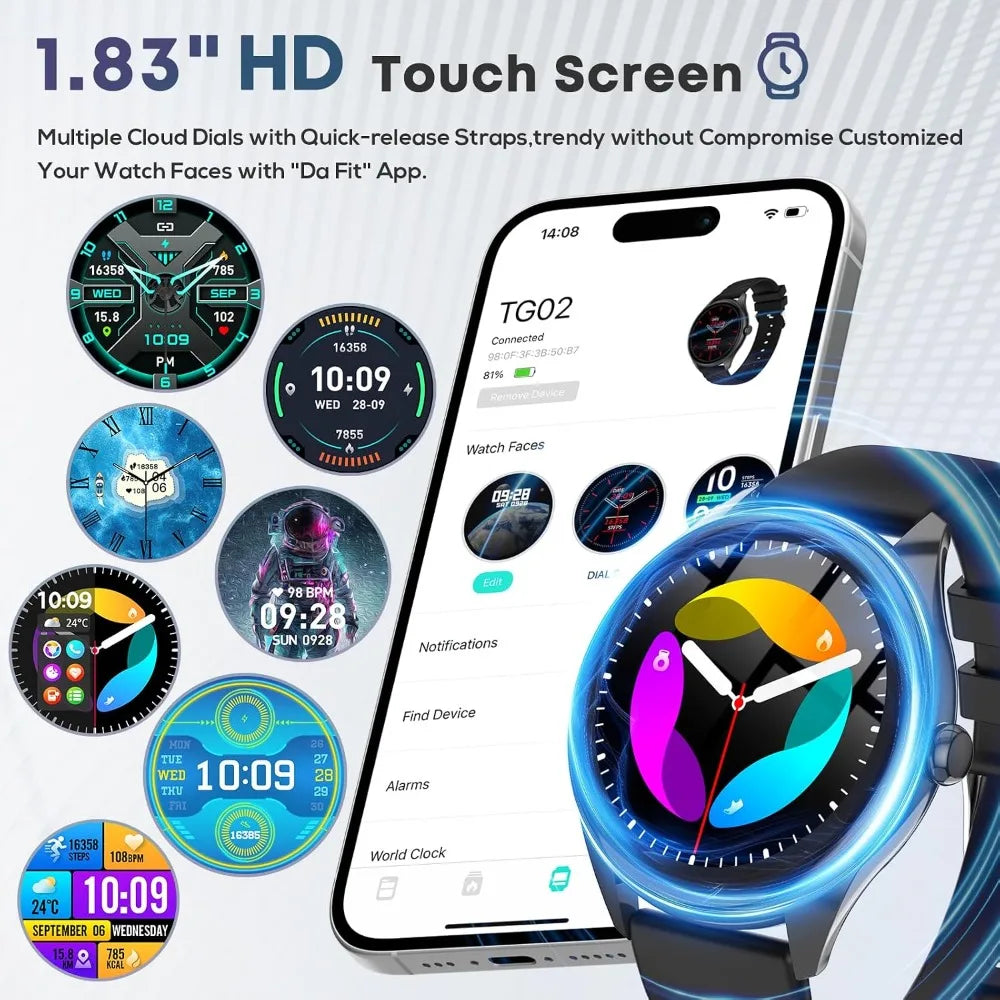 1.39" HD Touchscreen Smartwatch with 120 Sports Modes and AI Assistant for Fitness Tracking
