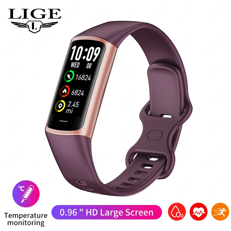 LIGE Fitness Tracker Heart Rate Blood Oxygen Blood Pressure Temperature Sleep All Day Health Monitoring Women's Smartwatch