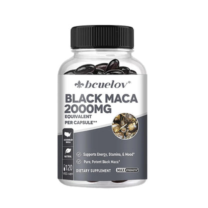 Black Maca Root Supplement 2000mg Per Serving Supports Performance, Stamina and Mood 120 Capsules