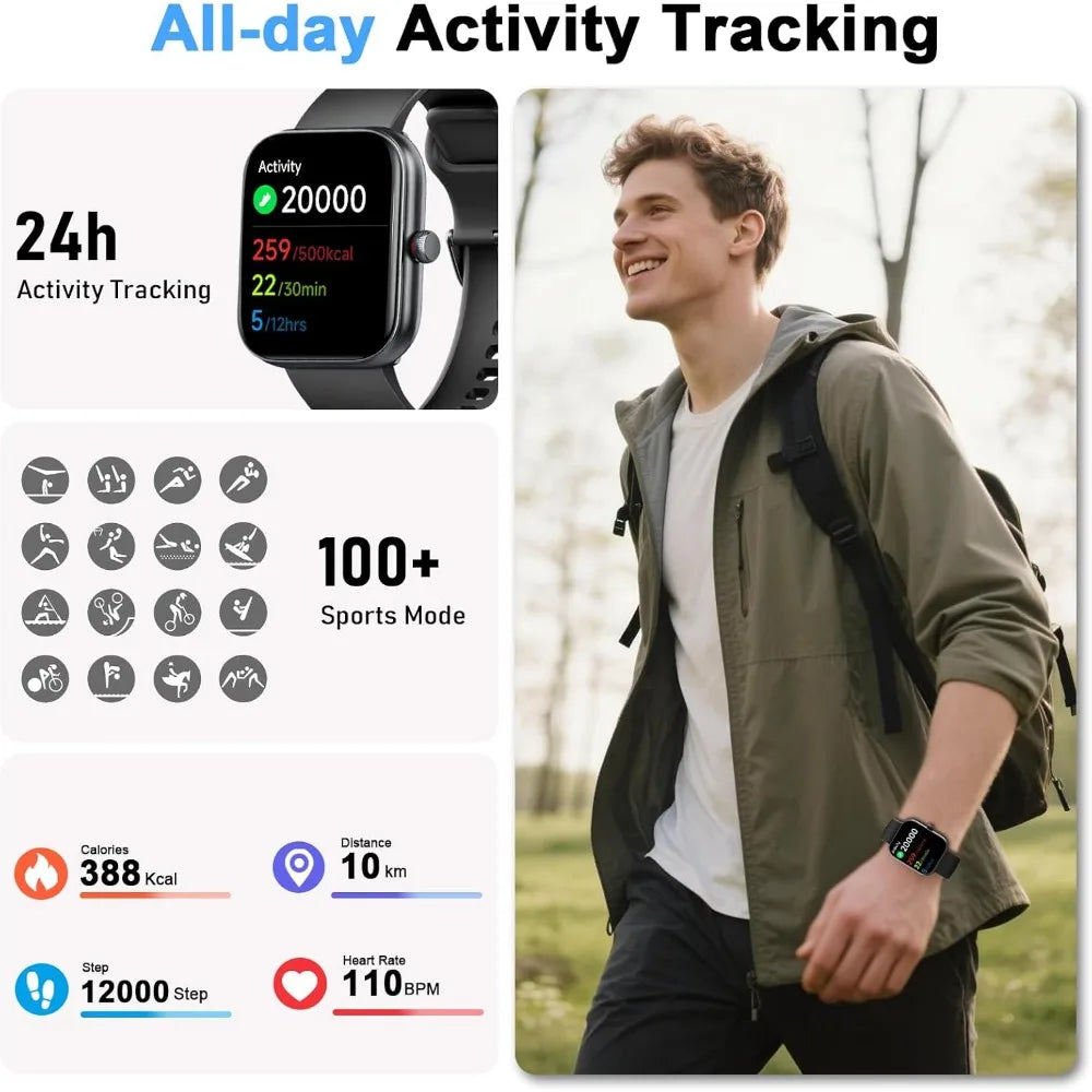Smartwatch with Alexa, Fitness Tracker, 1.91" HD Display, Heart Rate, Sleep & SpO2 Monitoring, Water-Resistant, Sport Modes
