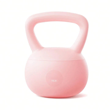 Pink Soft Kettlebell 15 LB Non Slip Wide Grip Cushioned Base Mineral Sand Filled for Training
