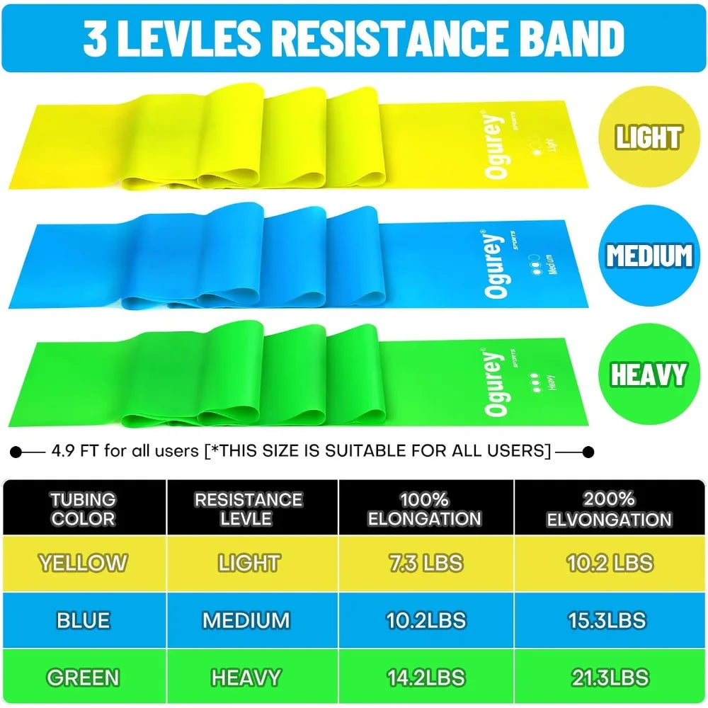 Professional Exercise Resistance Bands Set for Strength Training Yoga Pilates Stretching Physical Therapy and Muscle Recovery Stretch Elastic Workout Bands with Carrying Case for Home Gym Fitness Workouts for Men Women