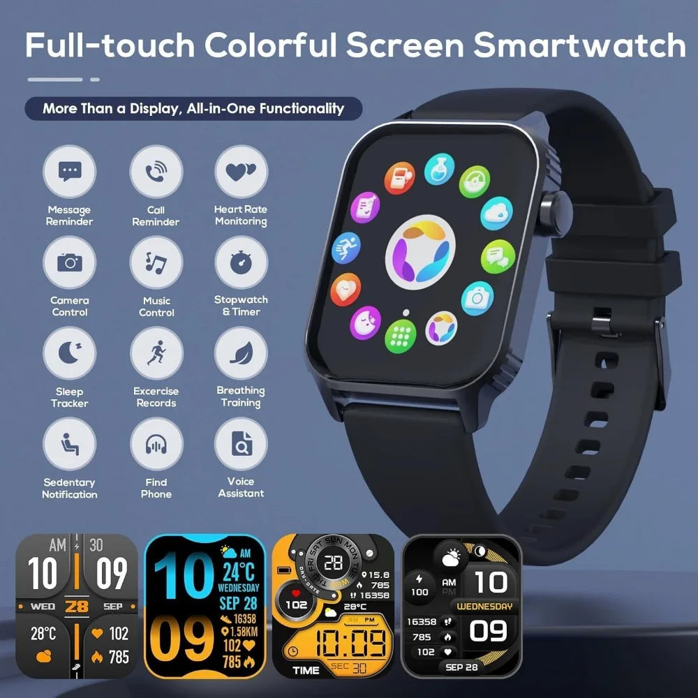 Fitness Smartwatch: 1.83" HD Display, Heart Rate, Sleep Tracker, Waterproof, Bluetooth for iPhone/Android