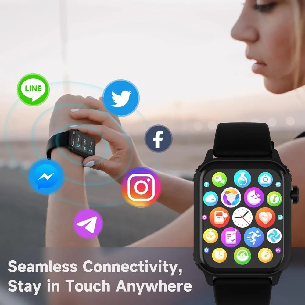 Fitness Smartwatch: 1.83" HD Display, Heart Rate, Sleep Tracker, Waterproof, Bluetooth for iPhone/Android