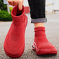 Outdoor Casual Running Shoes Wide Toe Men Slip-On Knitted Socks Sneakers Breathable Lightweight Mesh Lazy Shoes Easy Wear Rubber Outsole Sneakers