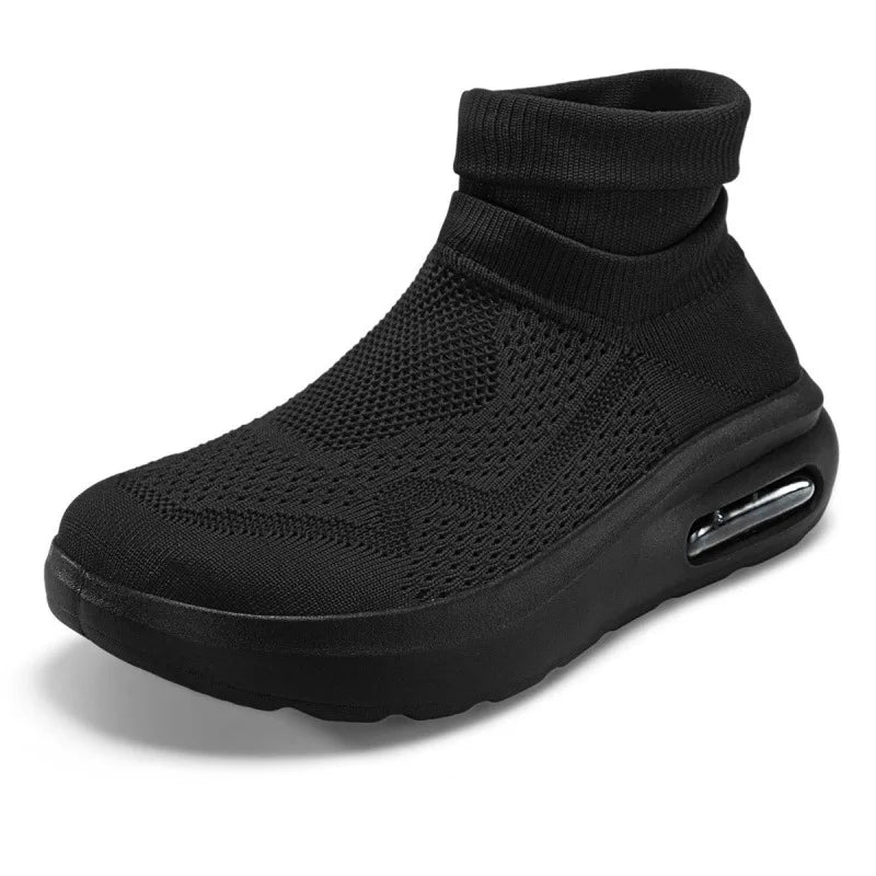 Outdoor Casual Running Shoes Wide Toe Men Slip-On Knitted Socks Sneakers Breathable Lightweight Mesh Lazy Shoes Easy Wear Rubber Outsole Sneakers