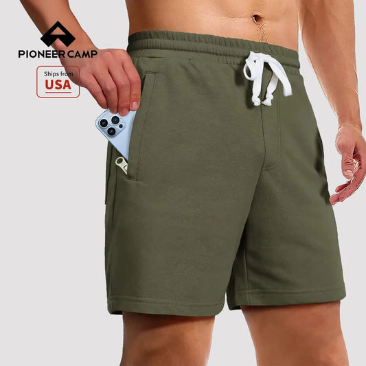 Pioneer Camp Sweat Shorts for Men 5 Inch Inseam Shorts Athletic Gym Workout Casual Cotton Shorts for Running Pajama Lounge