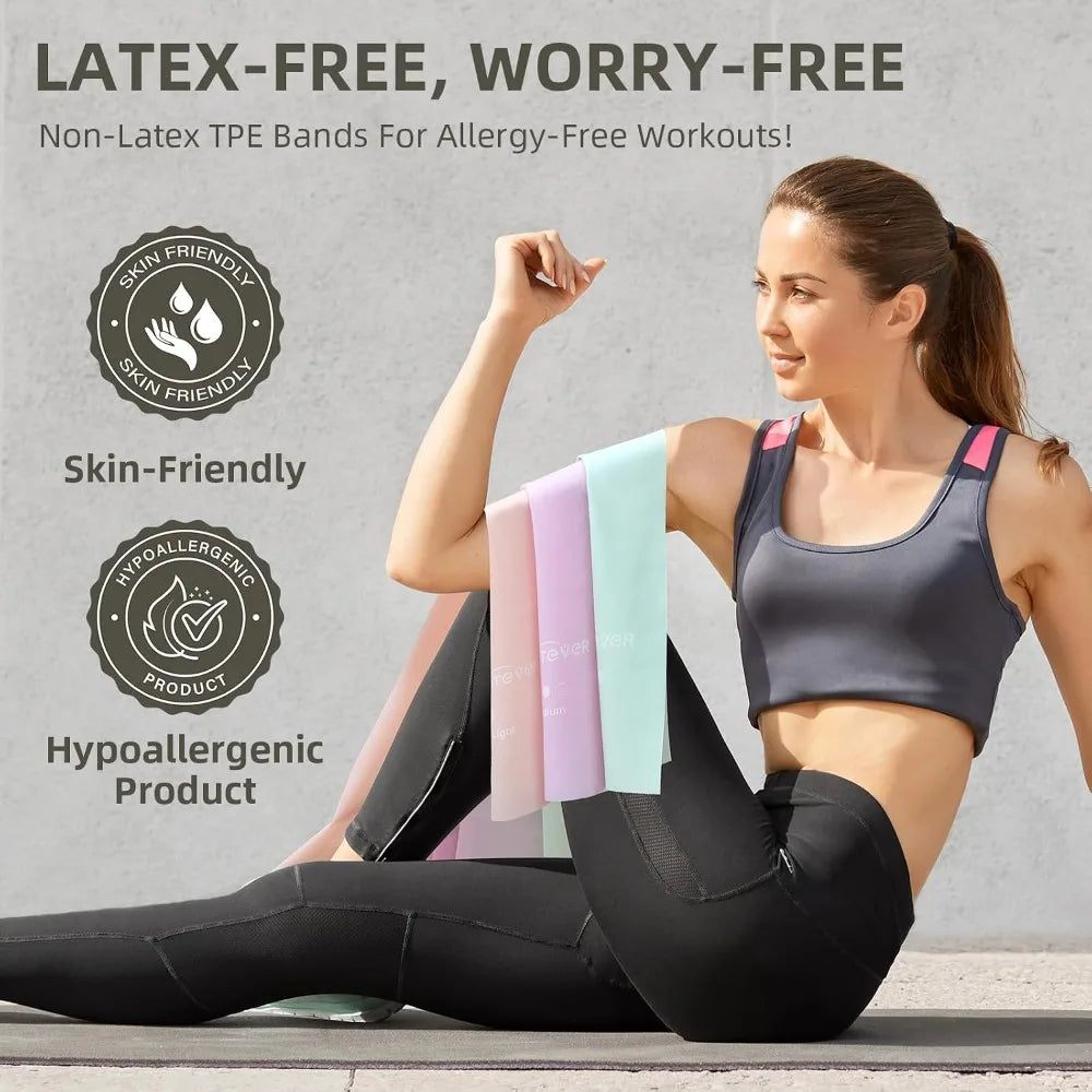 Stretch Bands Set for Exercise Resistance Bands for Workout Physical Therapy Pilates Rehabilitation Stretching Strength Training and Yoga Starter Kit