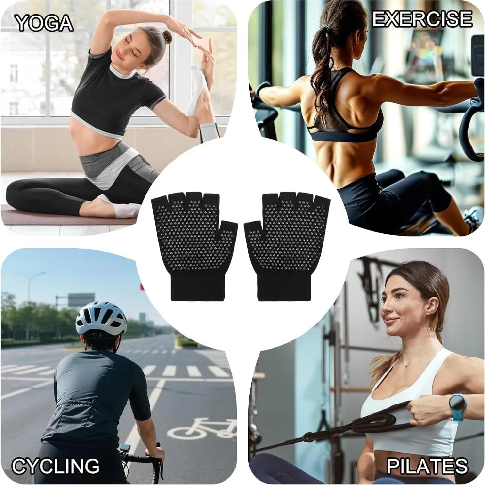 Fingerless Workout Gloves for Men and Women Non Slip Grip Fitness Training Gym Gloves Breathable Half Finger Exercise Gloves for Yoga Pilates Cycling Weight Lifting Strength Training and Workout Equipment Enhanced