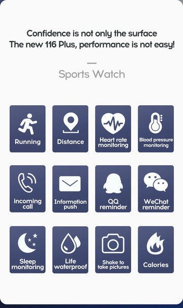 116plus Smart Watch Men Women Bluetooth Connected Phone Music Fitness Multifunctional Sports Bracelet Sleep Monitor Smartwatchs