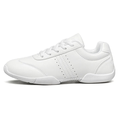 BAXINIER White Cheer Shoes Women Lightweight Athletic Training Sneakers Anti-Slip Rubber Outsole Toe Reinforcement Double U-Shaped Heel Support