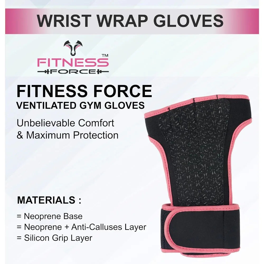 Ventilated Weightlifting Gloves for Men Women with Built-in Wrist Wraps Support Fingerless Gym Workout Gloves for Weight Lifting Bodybuilding Cross Training Fitness Exercise Perfect for Pull Ups Barbell Dumbbell Strength