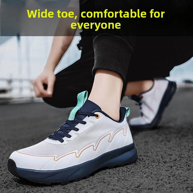 Wide Toe Running Shoes 4E Dynamic Thick Outdoor Fitness Men's Fat Foot Cross-Border Shoes Comfortable Breathable Rubber Sole Casual Sneakers