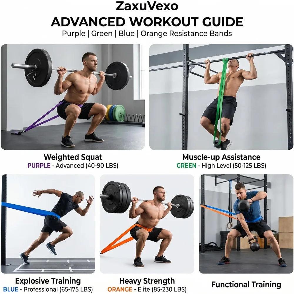 Pull Up Assistance Bands Set for Men and Women Heavy Duty Resistance Bands for Workout Training Strength Building Body Stretching Physical Therapy Home Gym Fitness Exercise Equipment with Door Anchor Carry Bag
