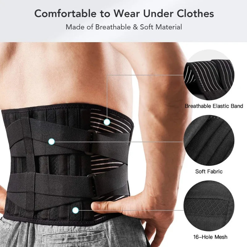 Lower Back Support Brace Lumbar Waist Belt Sports Trimmer Belt for Men Women Fitness Body Building