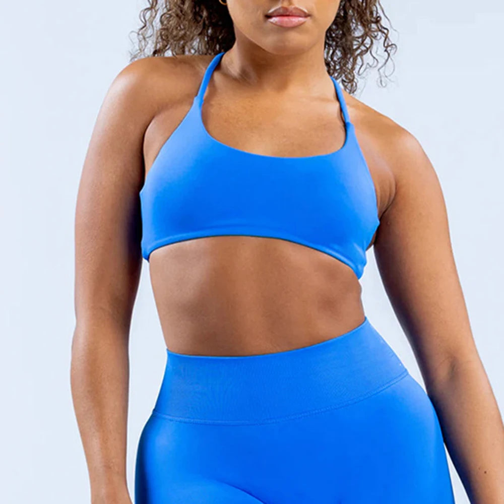 Open Back Sports Bra Women Padded Yoga Bra Stretchy Push Up Seamless Sports Bras Fitness Crop Top Medium Support Gym Top
