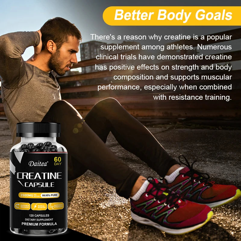 Creatine Monohydrate 3500mg 120 Capsules Creatine Muscle Endurance Fitness, Natural Performance and Endurance Desire