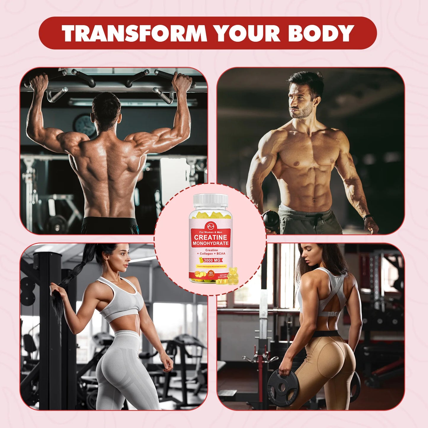 MINCH 3000mg CREATINE MONOHYDRATE Gummies For Women & Men Proven Strength and Power Gains Muscle Production