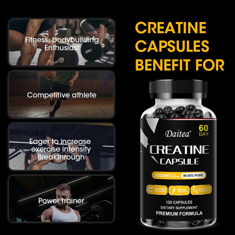 Creatine Monohydrate 3500mg 120 Capsules Creatine Muscle Endurance Fitness, Natural Performance and Endurance Desire