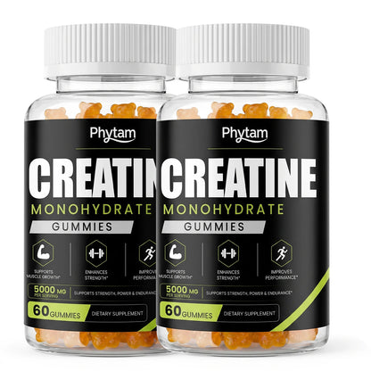 5000mg Creatine Monohydrate Bear Gummies 60 Count Chewable Daily Workout Nutrition Supplement Supports Athletic Performance & Muscle Maintenance