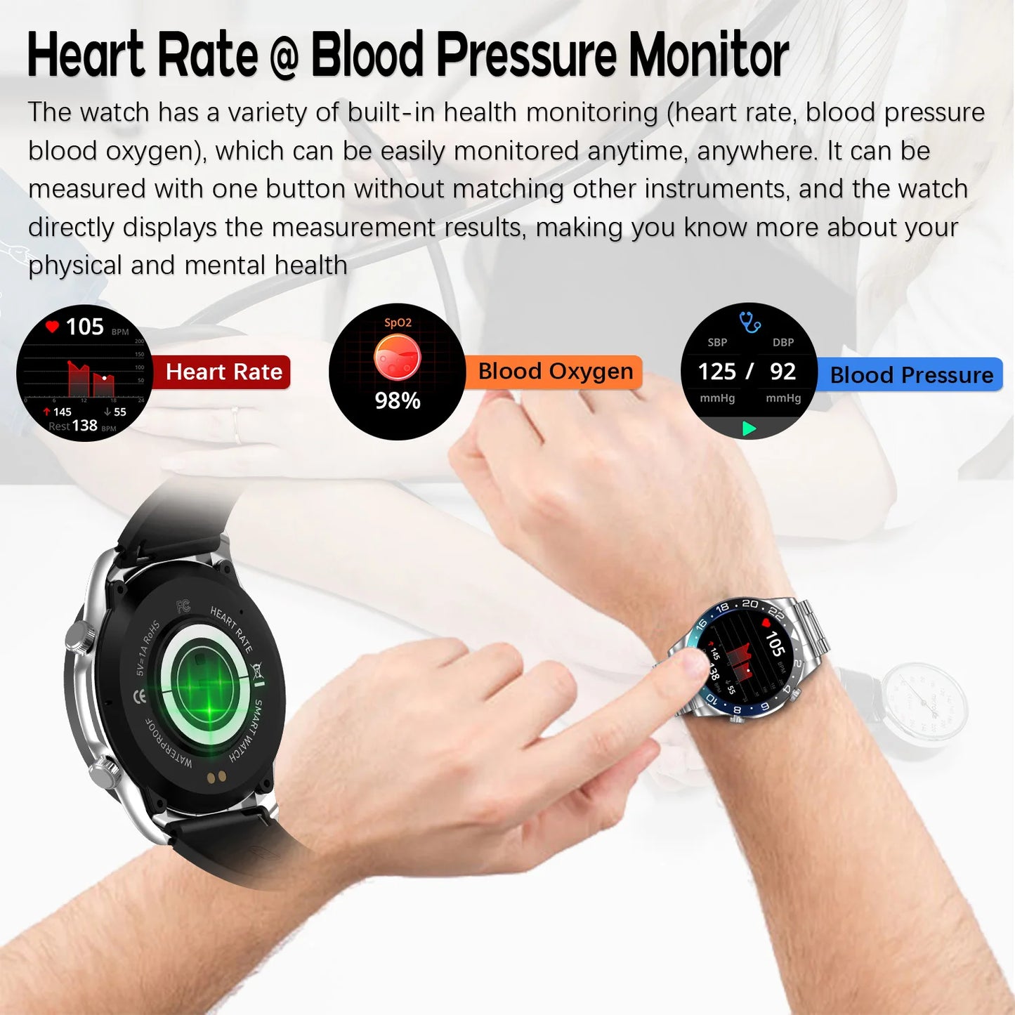 Smart Watch Men 1.43 Inch HD AMOLED Screen Bluetooth Call Fitness Watch Heart Rate Sleep Monitoring Smartwatch Men For 2025 New