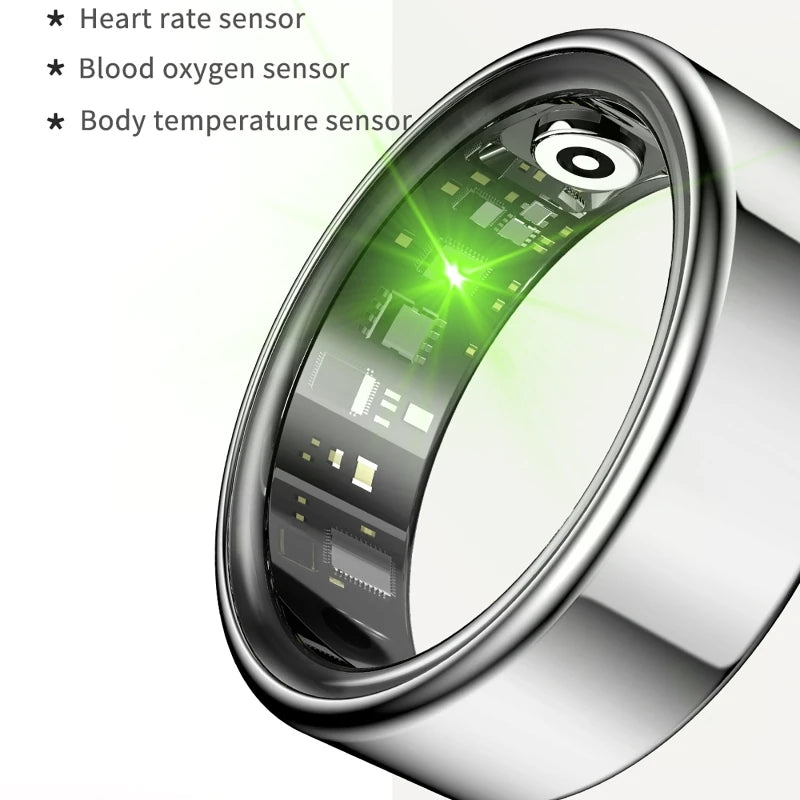 R09 Smart Ring Men Women with Charging Case,Heart Rate Blood Oxygen,Skin Temperature Monitor,5ATM Waterproof For Android iOS