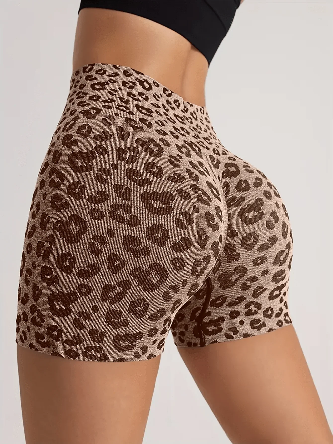 Sport Leopard Scrunch Butt Tummy Control Sports Biker Shorts Stretchy Shorts Women Boxer Shorts Summer
