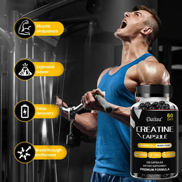 Creatine Monohydrate 3500mg 120 Capsules Creatine Muscle Endurance Fitness, Natural Performance and Endurance Desire
