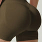 Women's Seamless Butt Lifting Sports Shorts, Suitable For Gym Workout, Cycling, Running, Black Tight Pants, Summer