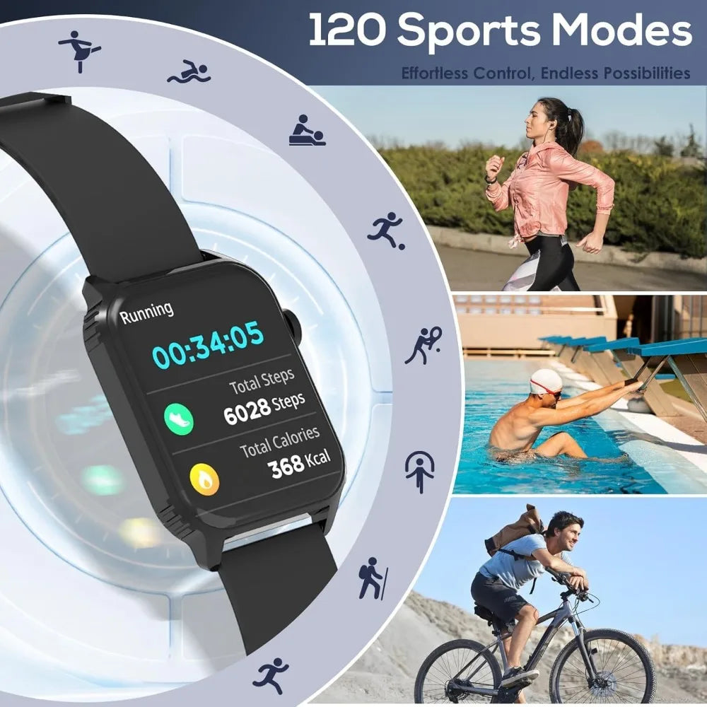Fitness Smartwatch: 1.83" HD Display, Heart Rate, Sleep Tracker, Waterproof, Bluetooth for iPhone/Android